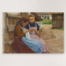 Dos Chicas sentados en un corral