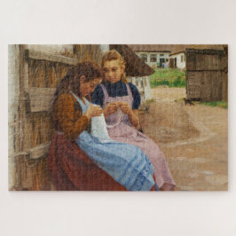 Puzzle Dos Chicas sentados en un corral