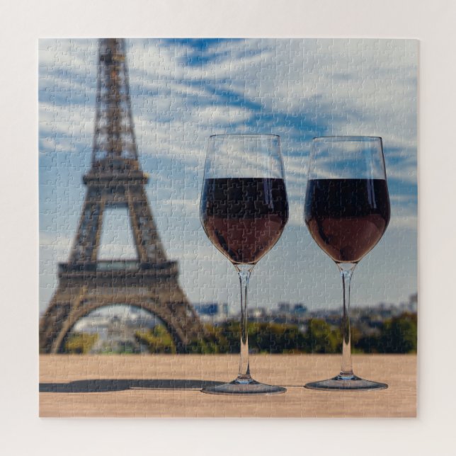 Puzzle Dos copas de vino con Torre Eiffel (Vertical)