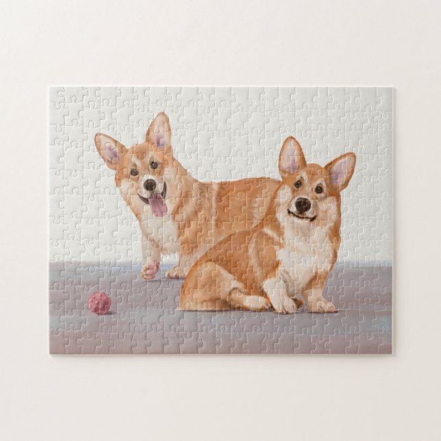 Puzzle Dos Corgis Cute (Horizontal)