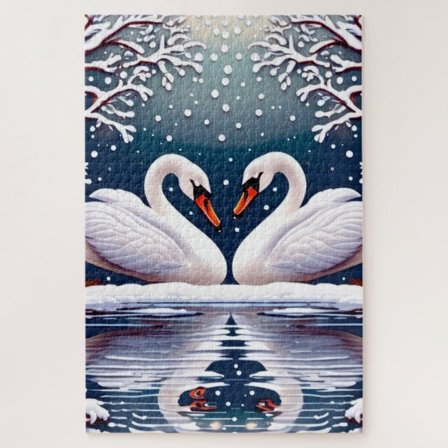 Puzzle Dos elegantes cisnes blancos (Vertical)