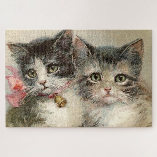 Puzzle Dos encantadores gatitos victorianos. (Horizontal)
