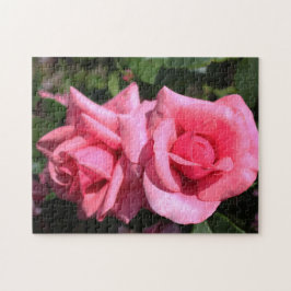 Puzzle dos flores de rosa rosadas calientes perfectas. am