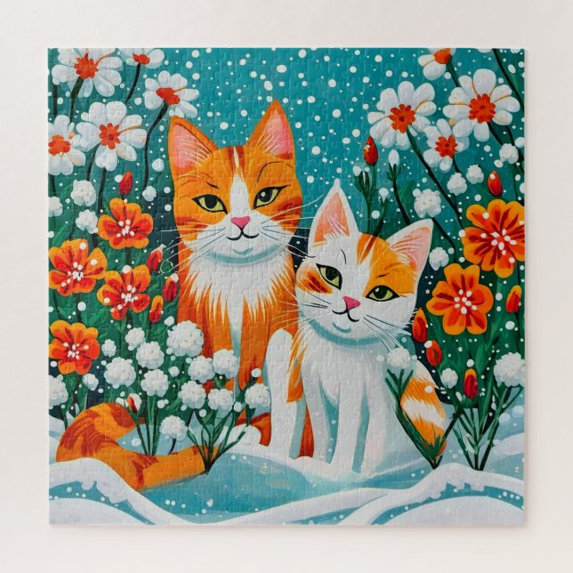 Puzzle Dos gatos alegres (Vertical)