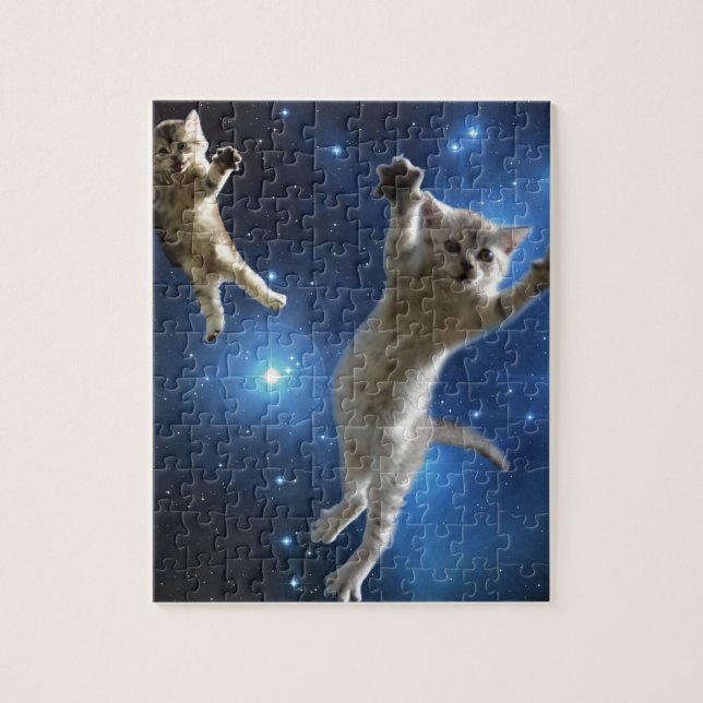 Puzzle Dos gatos del espacio que flotan alrededor de (Vertical)