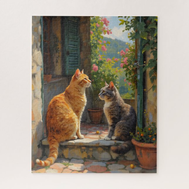 Puzzle Dos gatos en escaleras (Vertical)