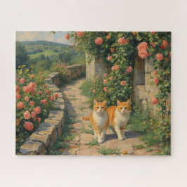 Puzzle Dos gatos jengibre caminando por un sendero