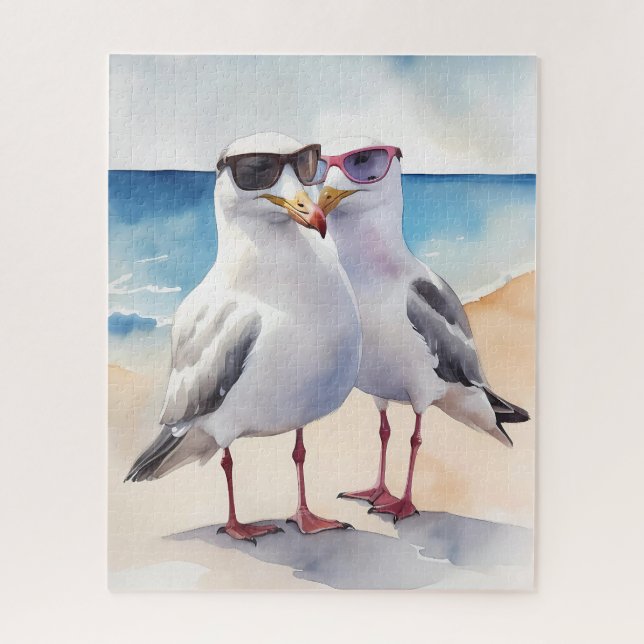 Puzzle Dos gaviotas cortas enamoradas (Vertical)