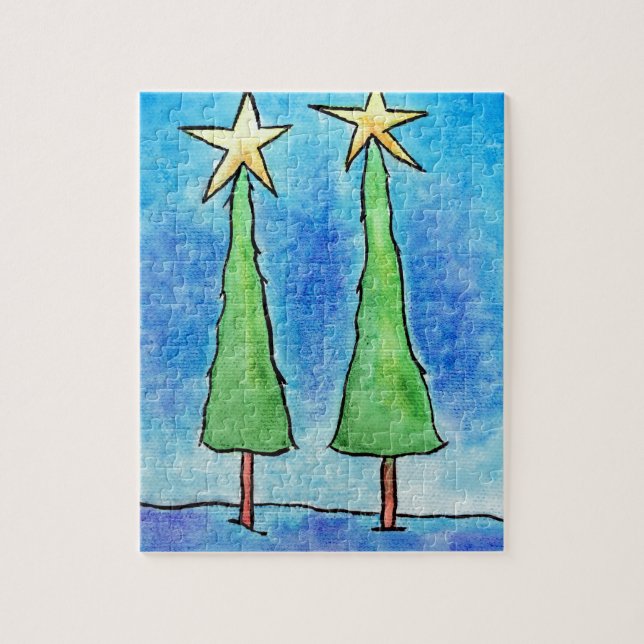 Puzzle Dos grandes árboles de Navidad (Vertical)
