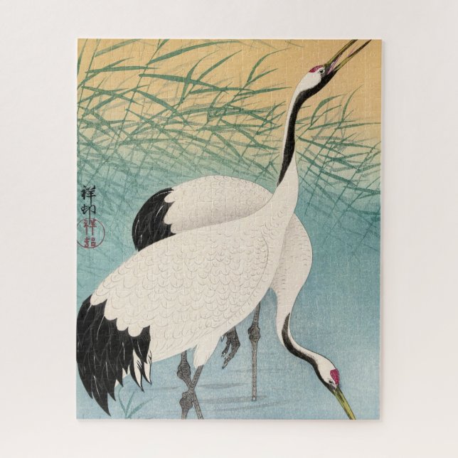 Puzzle Dos grullas de Ohara Koson (Vertical)