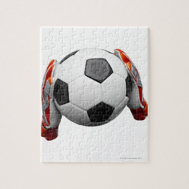 Puzzle Dos guantes porteros sujetando un futbol (Vertical)