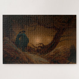Puzzle Dos hombres contemplando la luna de noche