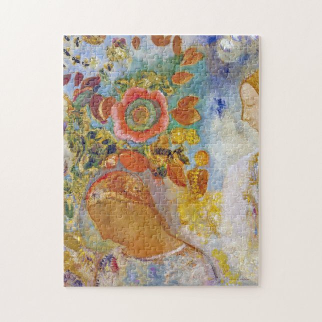 Puzzle Dos jóvenes Chicas entre flores, Redon (Vertical)