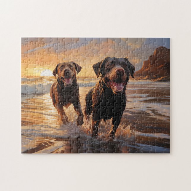 Puzzle Dos labradores en la playa (Horizontal)