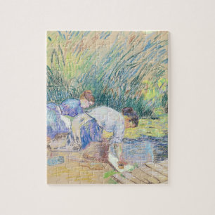 Puzzle Dos lavanderas (en colores pastel en el papel)