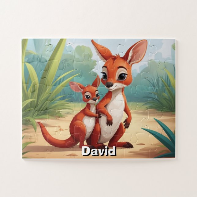 Puzzle Dos lindos Kangaroos Personalizados (Horizontal)