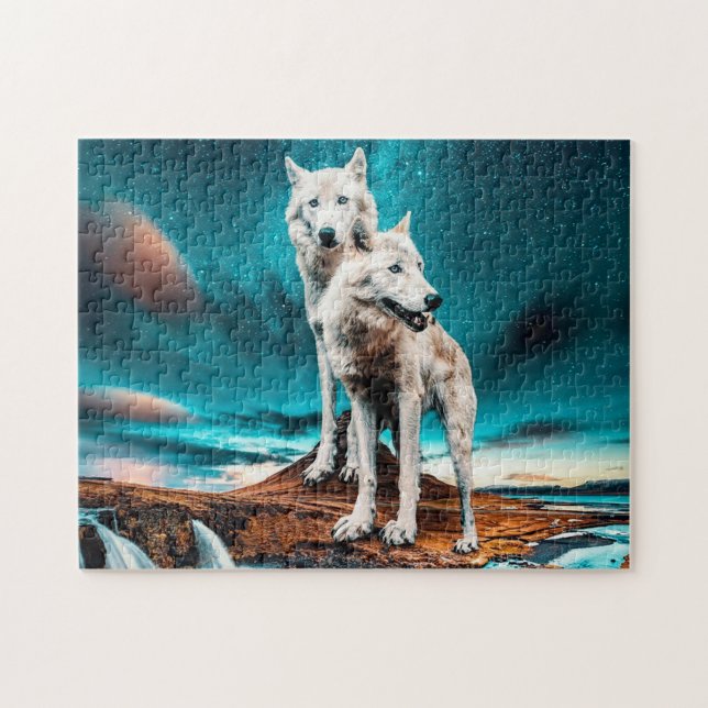 Puzzle Dos lobos árticos (Horizontal)