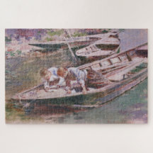 Dos niños en un bote (por Theodore Robinson)