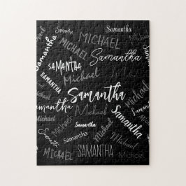 Puzzle Dos nombres pareja patrón monograma blanco negro