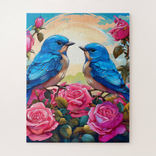 Puzzle Dos pájaros azules infantiles