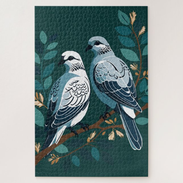 Puzzle Dos palomas cortadas al estilo de plantilla-Style  (Vertical)