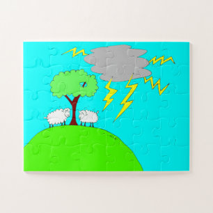 Puzzle Dos pequeñas ovejas bajo la nube