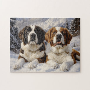 Puzzle Dos San Bernardo en la nieve