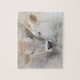 Puzzle Dos vacas blancas en efecto de la acuarela