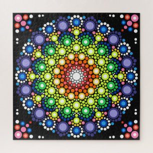 Puzzle Dots Hippie Dotados de Mandala Retro Floral