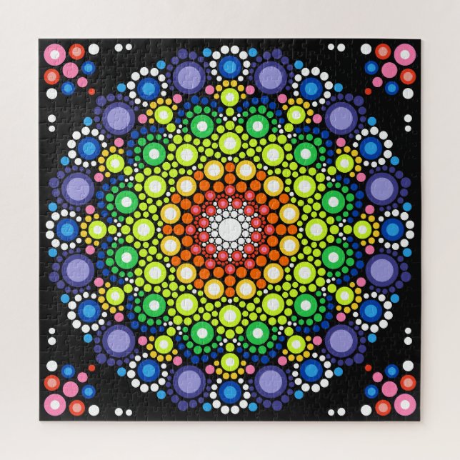 Puzzle Dots Hippie Dotados de Mandala Retro Floral (Vertical)