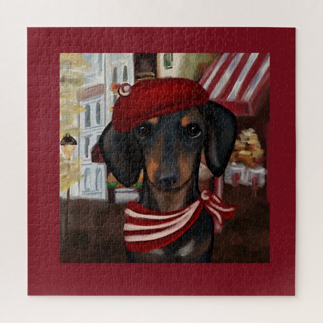 Puzzle Doxie negro y canela (Vertical)