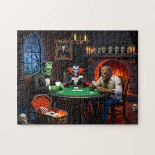 Puzzle Dracula y Frankenstein Monstruos de Halloween juga