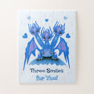 Puzzle Dragón azul de tres cabezas 