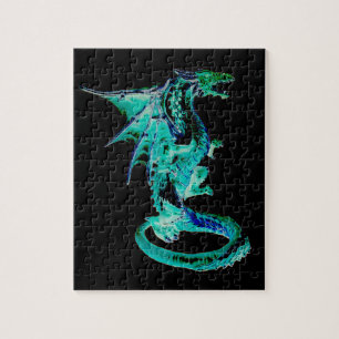 Puzzle Dragón Azul Marino Fantasía Oceánica Criatura Míti