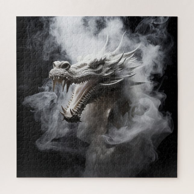 Puzzle Dragón blanco de Smokey (Vertical)