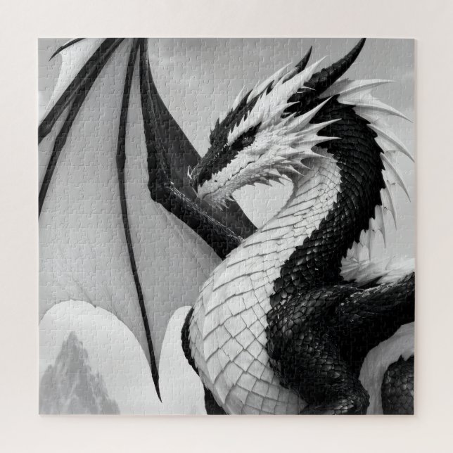 Puzzle Dragón blanco y negro (Vertical)
