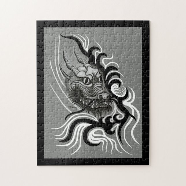 Puzzle Dragón chino en tatuaje (Vertical)