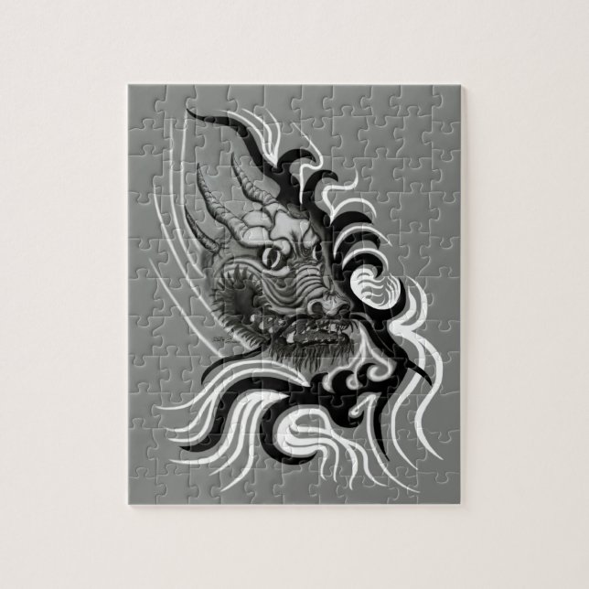 Puzzle Dragón chino en tatuaje (Vertical)