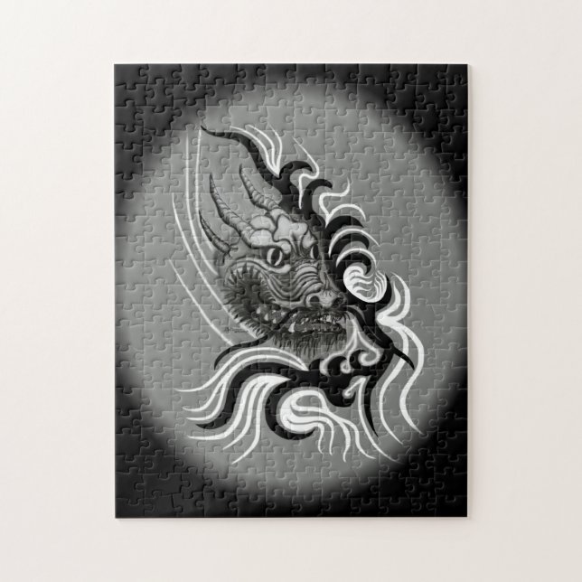 Puzzle Dragón chino en tatuaje (Vertical)