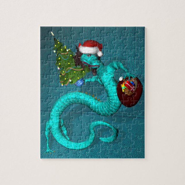 Puzzle Dragón cian 8x10 (Vertical)