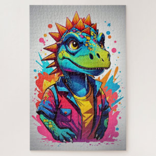 Puzzle Dragón colorido con bandeja de pintura