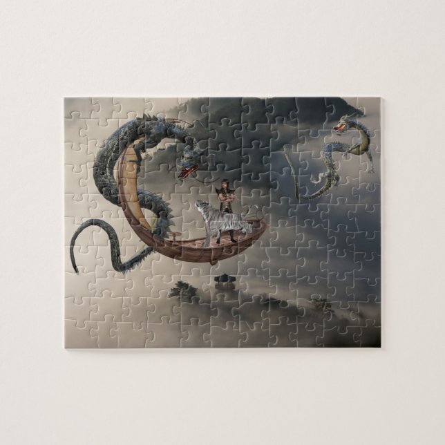 Puzzle Dragón de Asia oriental, barcos voladores Ninja Ti (Horizontal)