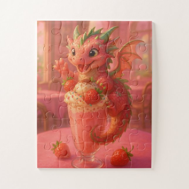 Puzzle Dragón de batido de fresa (Vertical)