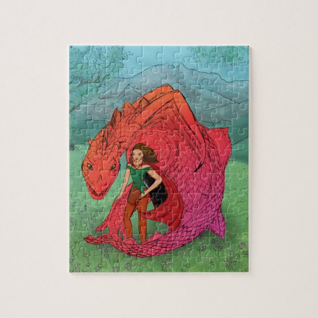 Puzzle Dragón de bebé rojo (Vertical)