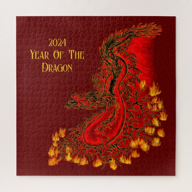 Puzzle Dragón de China, 2024 Año del Dragón (Vertical)