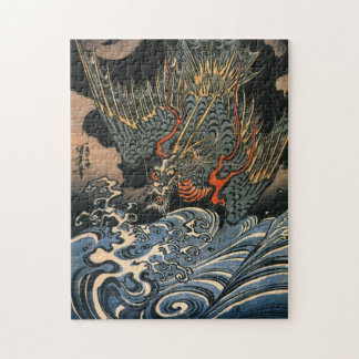 Puzzle Dragón de Utagawa Kuniyoshi que hunde en el agua