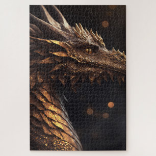 Puzzle Dragón dorado iluminado