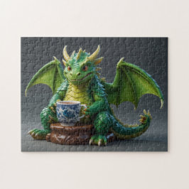 Puzzle Dragón galés tonto bebiendo té