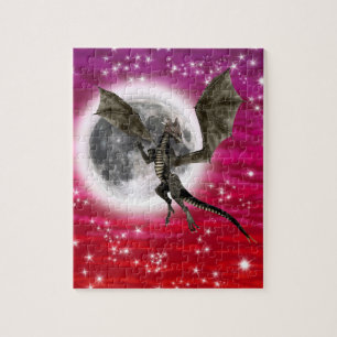 Puzzle Dragón Negro - Criatura Fantástica Mítica Cielo Ro