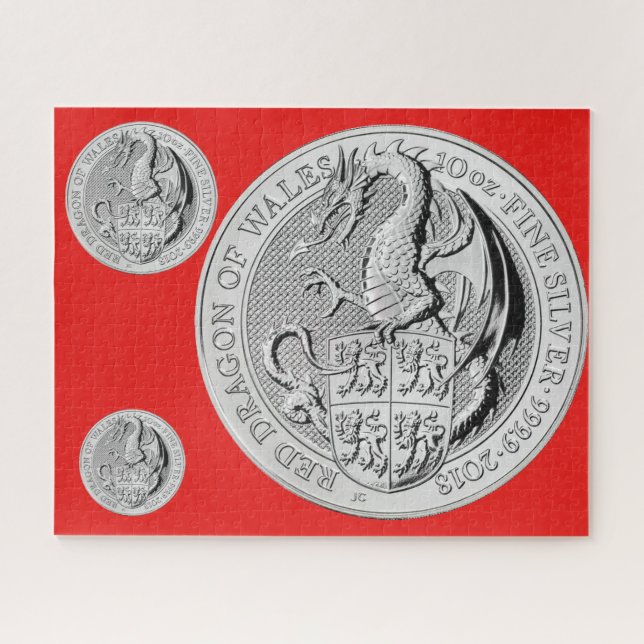 PUZZLE DRAGÓN ROJO DE LA MONEDA DE PAÍS DE GALES (Horizontal)